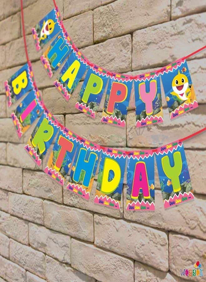 ووبوكس لافتة عيد ميلاد سعيد من وووبوكس، بتصميم بيبي شارك، خلفية زرقاء وخط متعدد الألوان، عنصر زينة لحفلات أعياد الميلاد، عناصر زينة الحفلات - Image 4